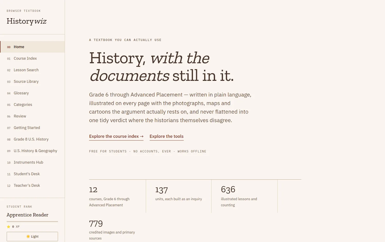 Historywiz — history with the documents still in it