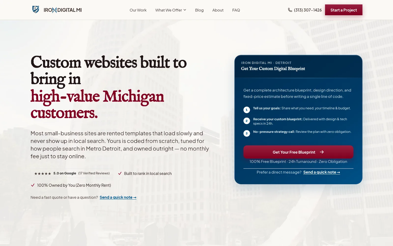 Iron Digital MI — custom websites for Michigan businesses