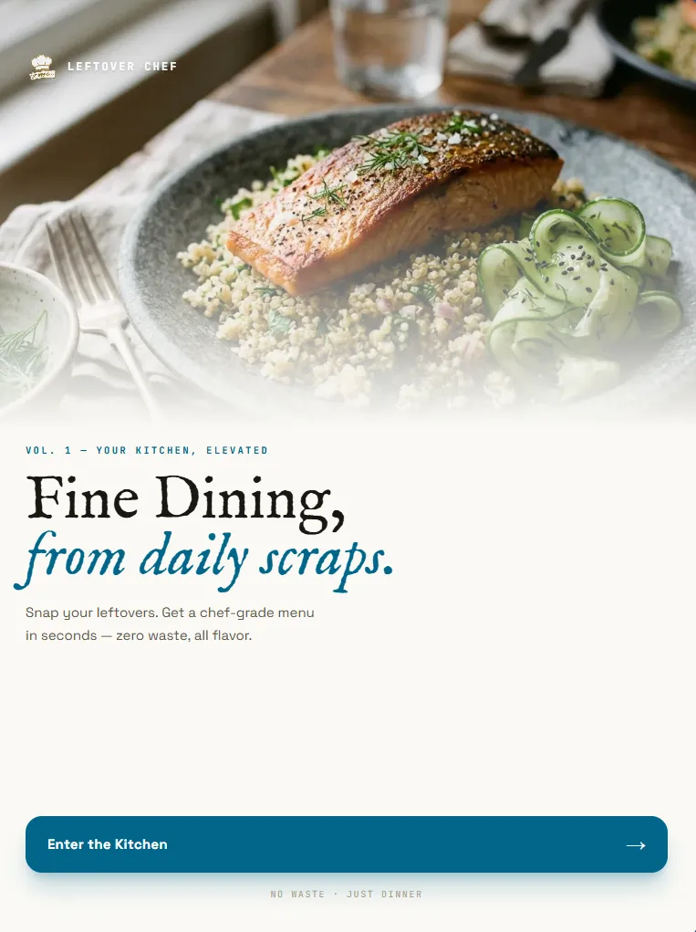 Leftover Chef app — Fine dining, from daily scraps