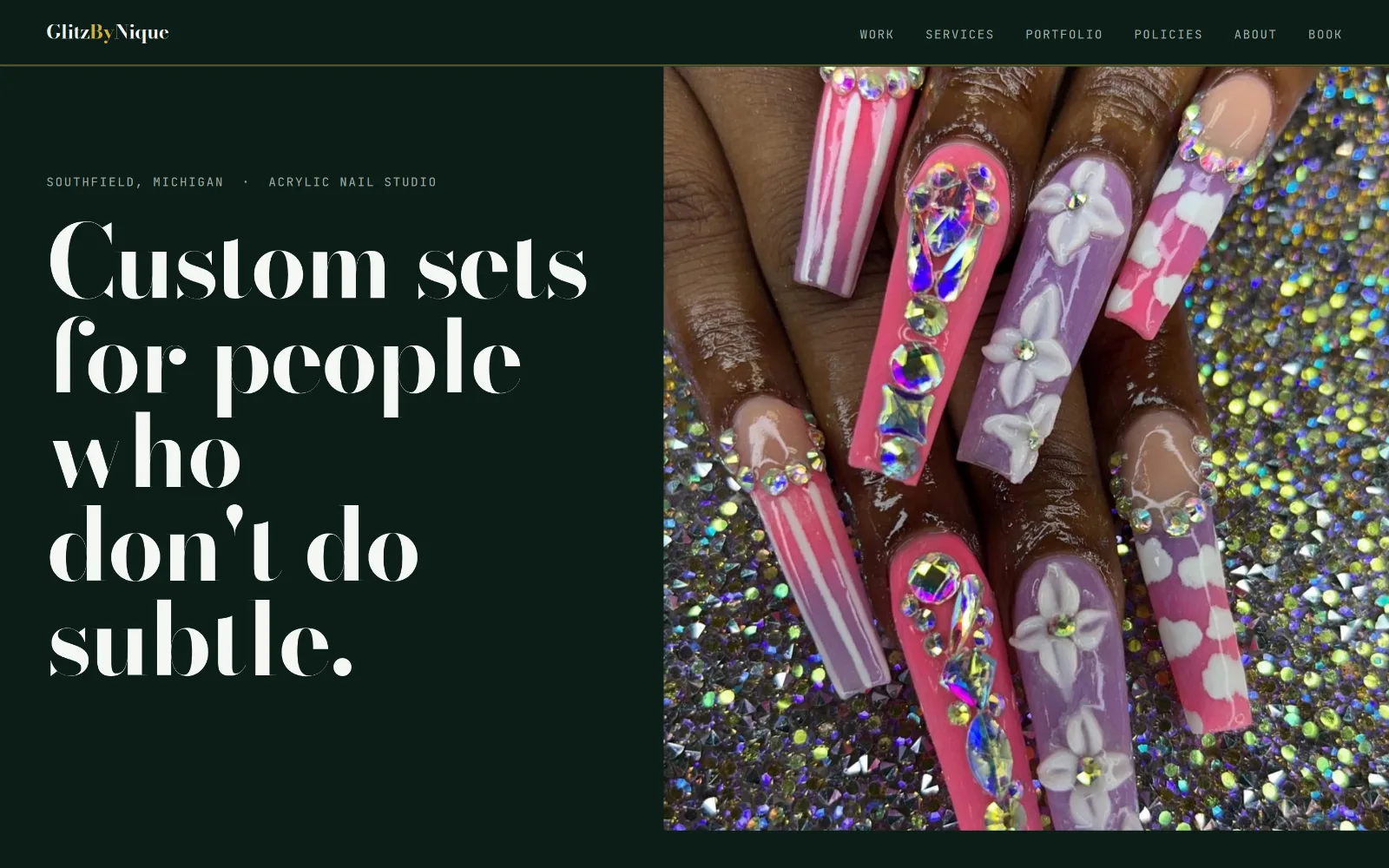 GlitzByNique — custom acrylic nail sets, Southfield, Michigan
