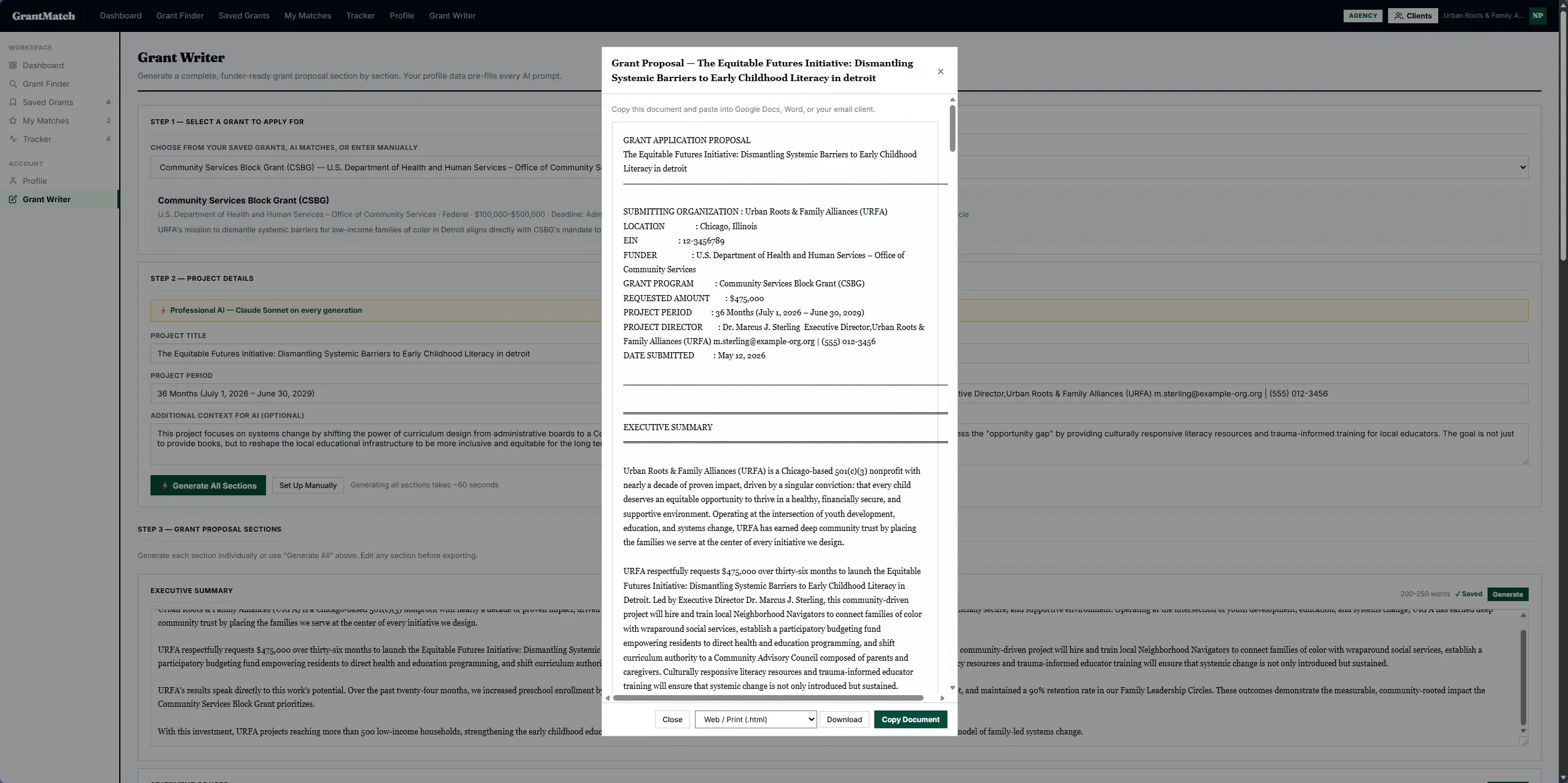 Grant Flow — grant detail and status